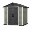 Abri de jardin 180 x 110 x 190 cm en résine vert gris avec portes doubles