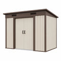 Abri de jardin 185 x 152 x 226 cm en résine beige et marron avec double porte ventilée