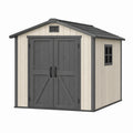 Abri de jardin 244 x 183 x 227 cm en plastique beige et anthracite avec double porte ventilée