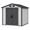 Abri de jardin 190 x 120 x 185 cm en résine gris clair et anthracite avec double porte ventilée