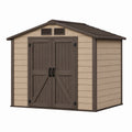 Abri de jardin 191 x 191 x 226 cm en résine beige et marron foncé à double porte ventilé