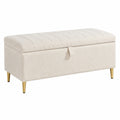 Banc coffre 100 x 40 x 45 cm tissu bouclette crème rangement capitonné