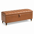 Banc coffre 120 x 45 x 48 cm en similicuir marron style contemporain avec rangement
