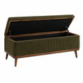 Banc coffre de rangement 120 cm en velours côtelé vert style rétro