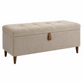 Banc coffre 110 x 40 x 46 cm en tissu beige capitonné avec rangement