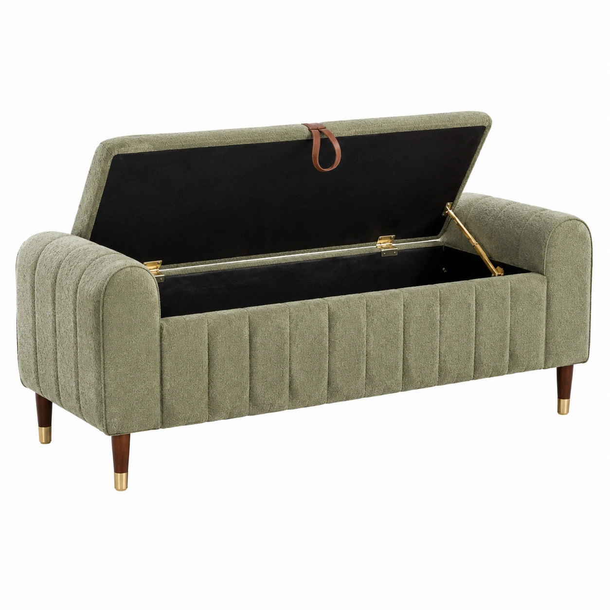 Banquette coffre 120 x 50 x 75 cm en tissu vert style vintage