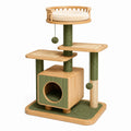 Arbre à chat 70 x 50 x 150 cm en bois beige vert avec griffoirs et niche