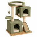 Arbre à chat 60 x 50 x 120 cm en peluche vert avec niches griffoirs et plateformes