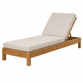 Chaise longue de jardin 200 cm en bois brun avec coussins beige dossier réglable
