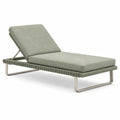 Bain de soleil 200 x 70 cm en corde tressée vert sauge à dossier réglable pour extérieur