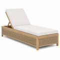 Bain de soleil 200 x 75 cm en bois naturel et corde beige pour extérieur dossier réglable