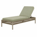 Bain de soleil 200 x 75 cm en métal et corde tressée vert sauge réglable pour extérieur