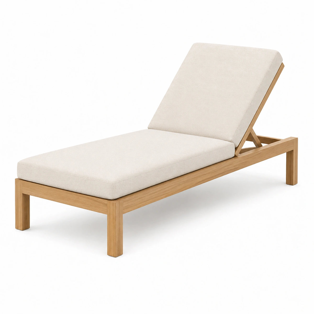 Chaise longue de jardin 200 x 70 cm en bois beige avec dossier inclinable