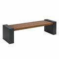 Banc de jardin 120 x 40 x 45 cm en bois brun et métal noir style contemporain