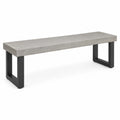 Banc 120 cm en béton gris et métal noir style industriel