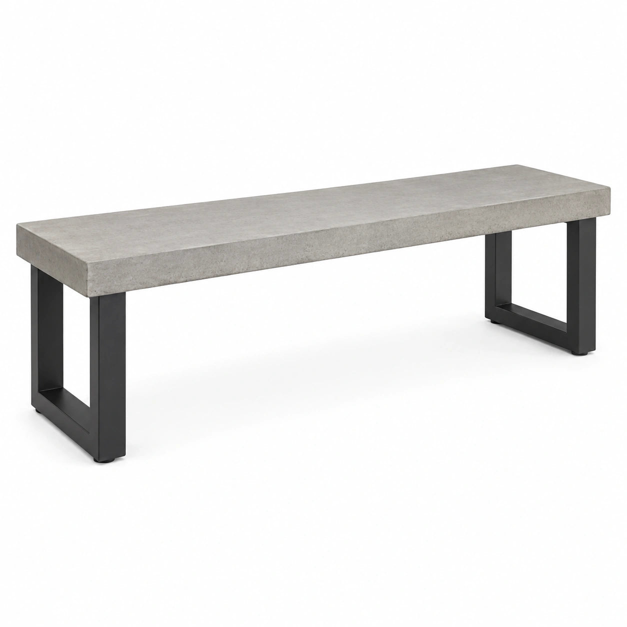 Banc 120 cm en béton gris et métal noir style industriel
