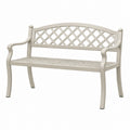 Banc de jardin 120 x 60 x 90 cm en métal beige style classique à dossier ajouré