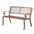 Banc de jardin 120 x 60 x 90 cm en métal bronze à dossier décoratif