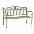 Banc de jardin 122 x 62 x 92 cm en métal vert style romantique à accoudoirs