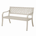 Banc de jardin 125 x 61 x 91 cm en métal beige à dossier ajouré décoratif