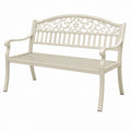 Banc de jardin 122 cm en métal blanc à motif floral