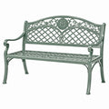 Banc de jardin 125 cm en métal vert à accoudoirs style classique