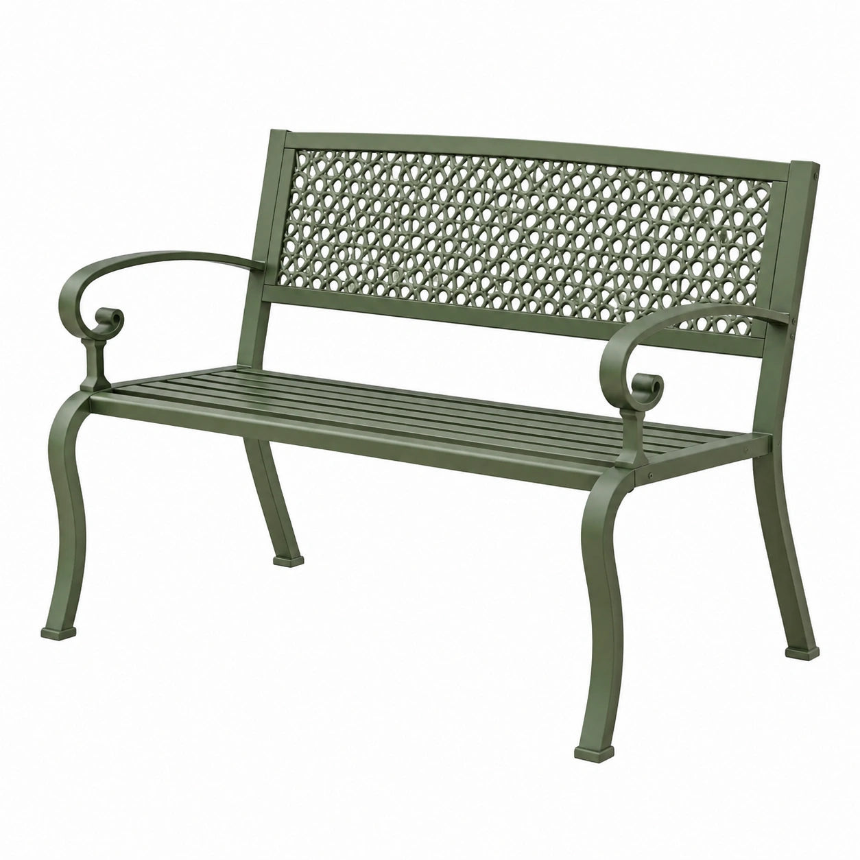 Banc de jardin 122 x 61 x 89 cm en métal vert style classique