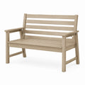 Banc de jardin 120 cm en plastique beige avec dossier et accoudoirs
